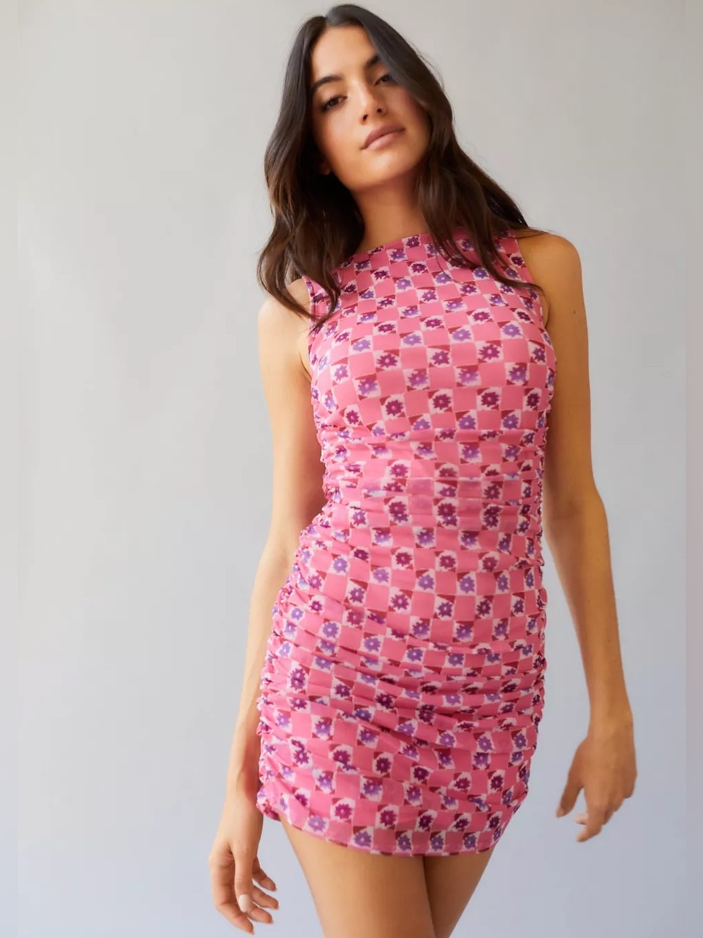 Urban Outfitters UO Austin Mesh Dress in Pink Rose